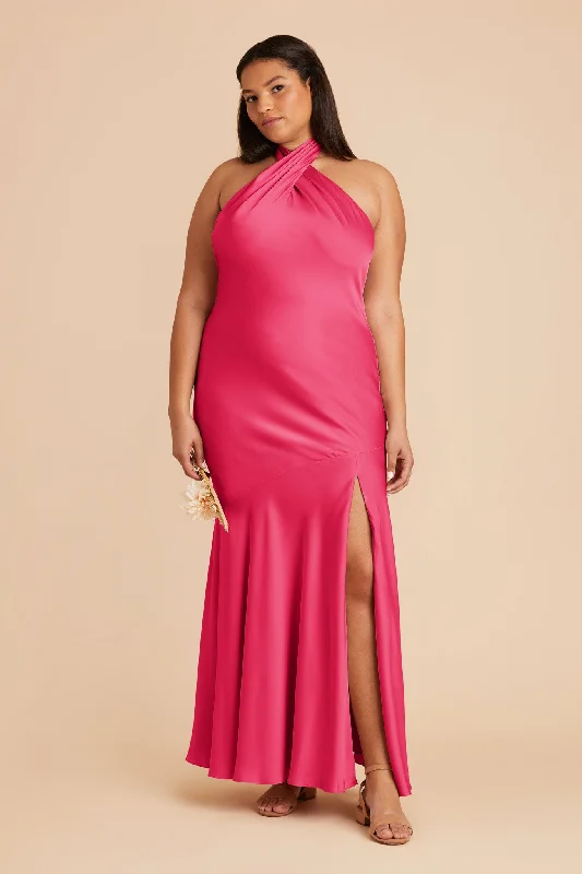 Stephanie Matte Satin Dress - Fuchsia