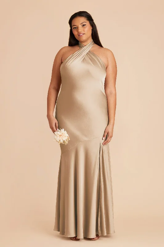 Stephanie Matte Satin Dress - Gold