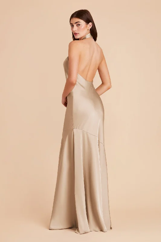 Stephanie Matte Satin Dress - Gold