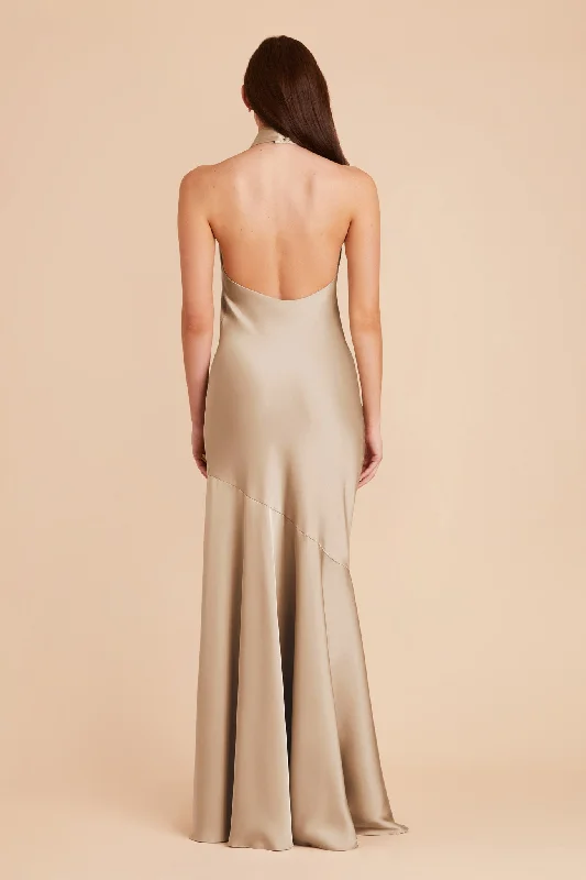 Stephanie Matte Satin Dress - Gold