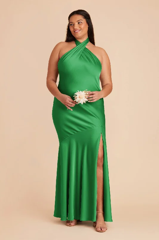 Stephanie Matte Satin Dress - Kelly Green