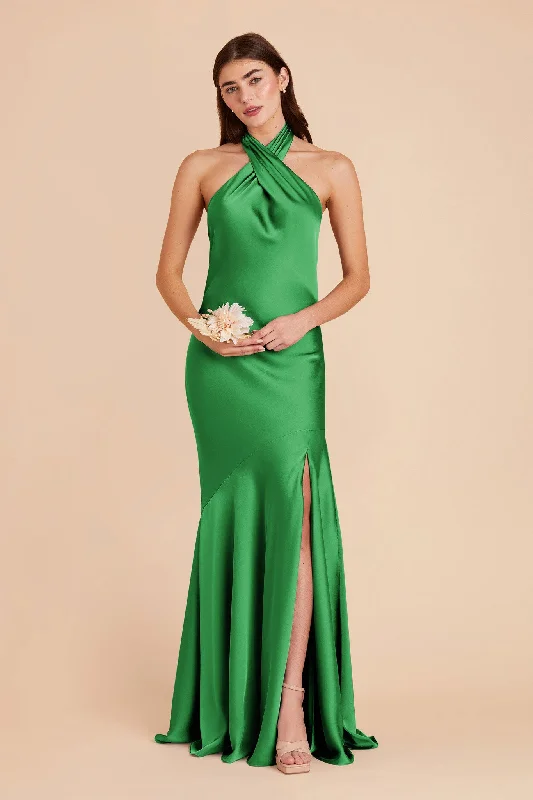 Stephanie Matte Satin Dress - Kelly Green