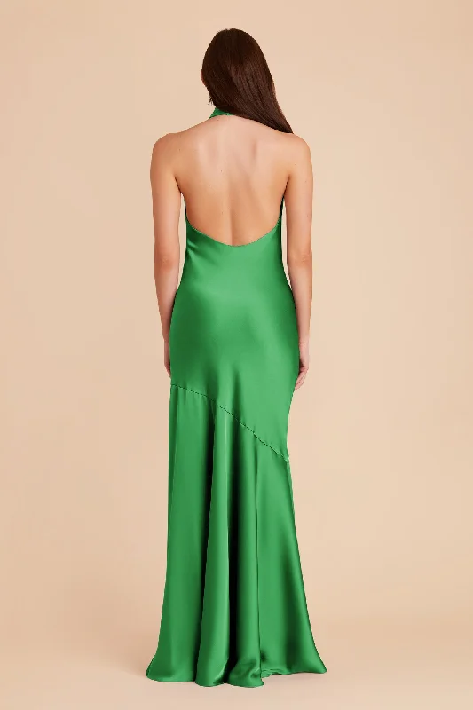 Stephanie Matte Satin Dress - Kelly Green