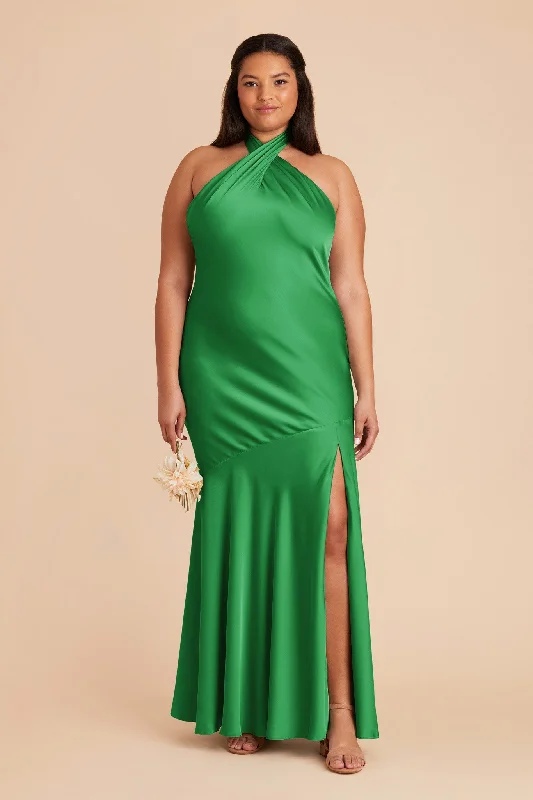 Stephanie Matte Satin Dress - Kelly Green