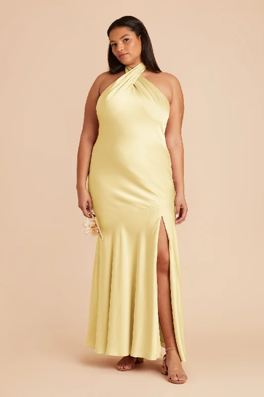 Stephanie Matte Satin Dress - Lemon Sorbet