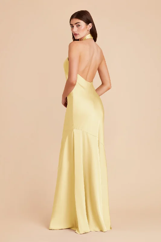 Stephanie Matte Satin Dress - Lemon Sorbet