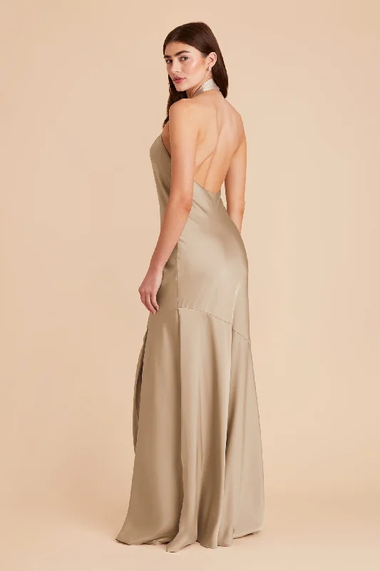 Stephanie Matte Satin Dress - Neutral Champagne