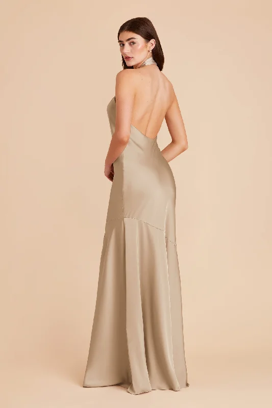 Stephanie Matte Satin Dress - Neutral Champagne