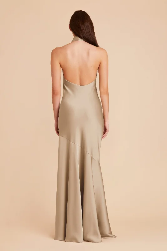 Stephanie Matte Satin Dress - Neutral Champagne