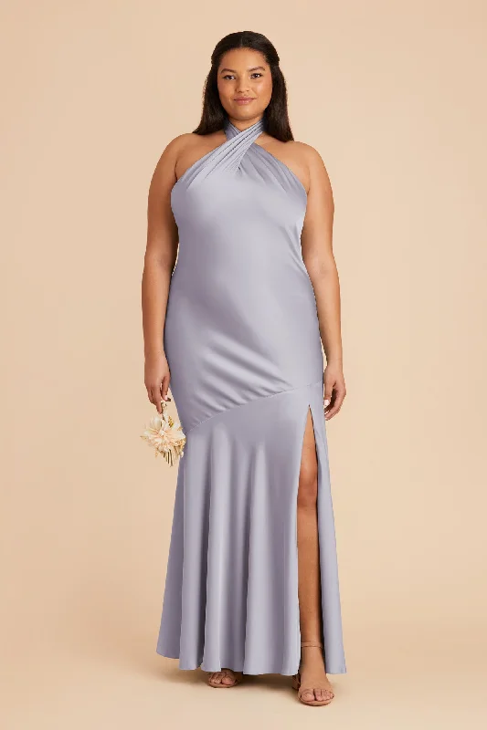 Stephanie Matte Satin Dress - Periwinkle Blue