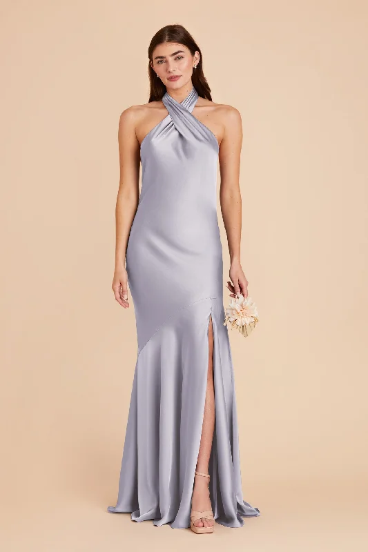 Stephanie Matte Satin Dress - Periwinkle Blue