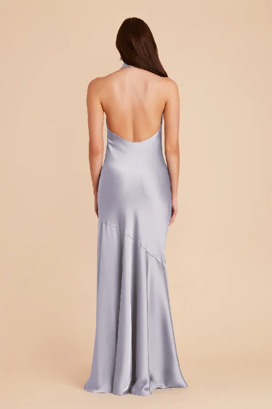 Stephanie Matte Satin Dress - Periwinkle Blue