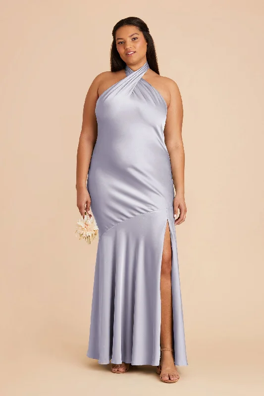 Stephanie Matte Satin Dress - Periwinkle Blue