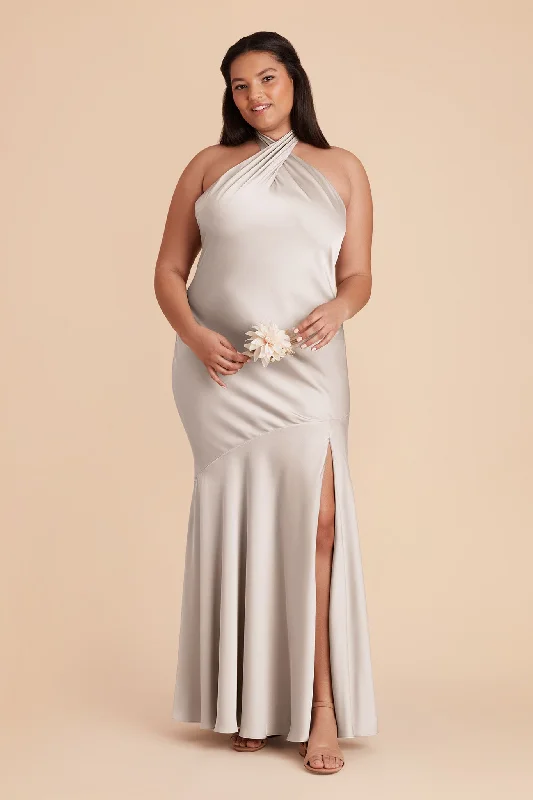 Stephanie Matte Satin Dress - Platinum