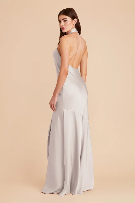 Stephanie Matte Satin Dress - Platinum