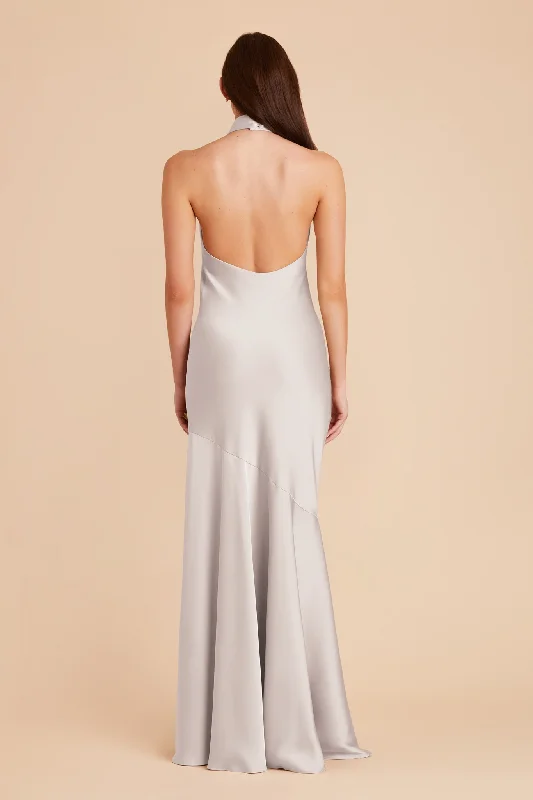 Stephanie Matte Satin Dress - Platinum