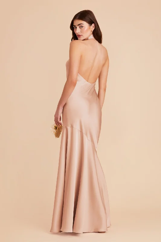 Stephanie Matte Satin Dress - Rose Gold