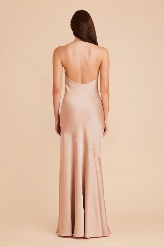 Stephanie Matte Satin Dress - Rose Gold