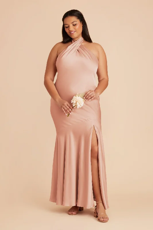 Stephanie Matte Satin Dress - Rose Gold