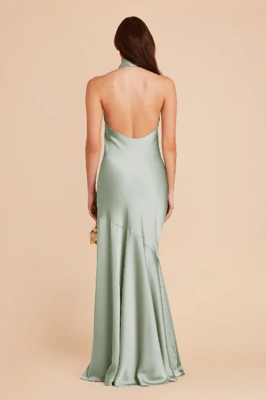 Stephanie Matte Satin Dress - Sage