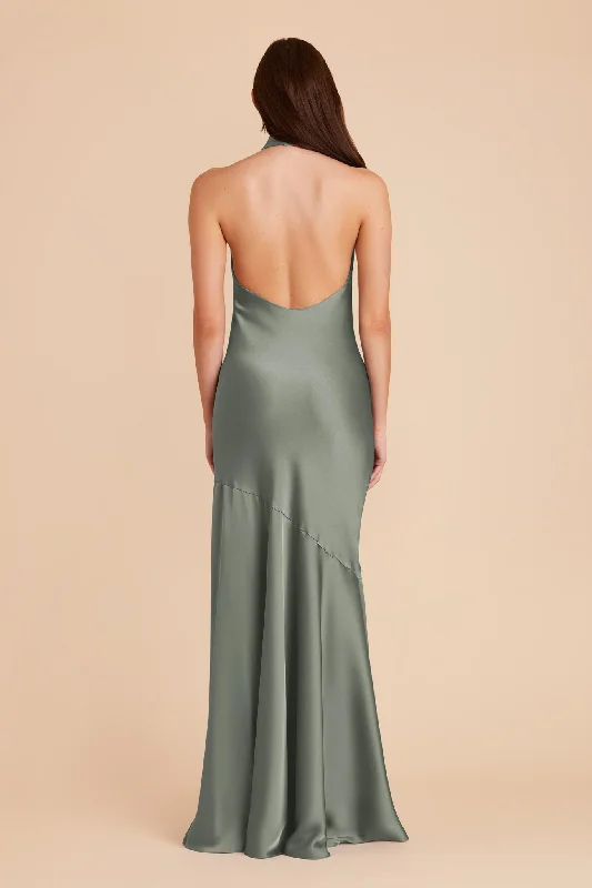 Stephanie Matte Satin Dress - Sea Glass