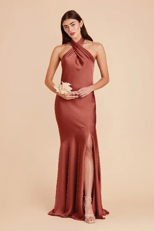 Stephanie Matte Satin Dress - Spice