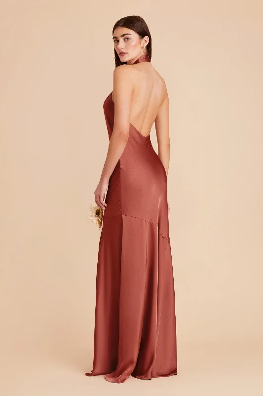 Stephanie Matte Satin Dress - Spice