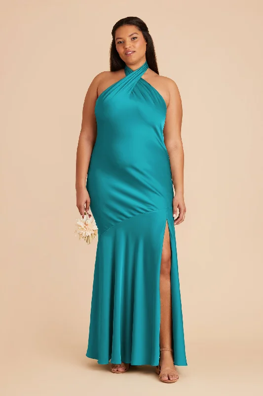 Stephanie Matte Satin Dress - Teal