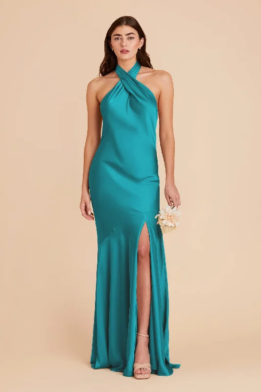 Stephanie Matte Satin Dress - Teal