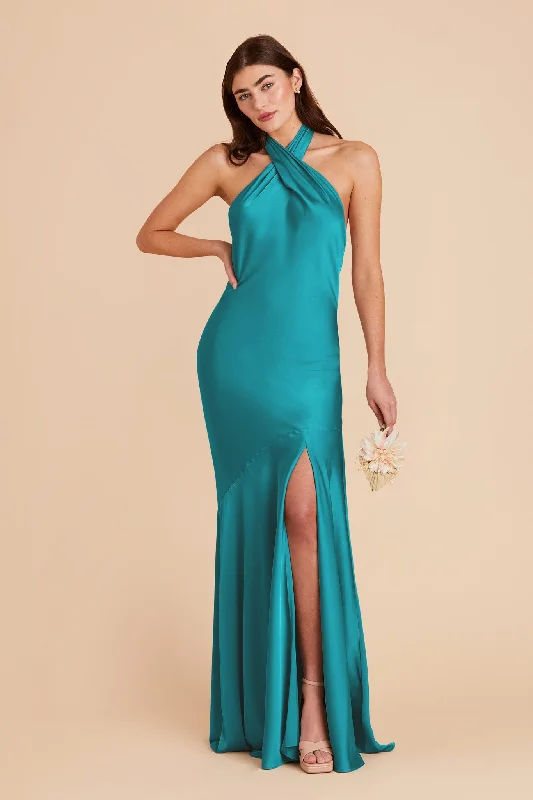 Stephanie Matte Satin Dress - Teal