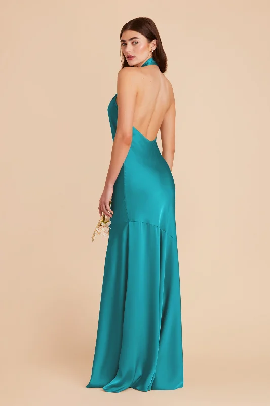 Stephanie Matte Satin Dress - Teal