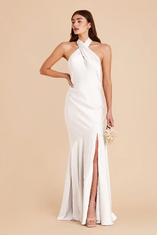 Stephanie Matte Satin Dress - White