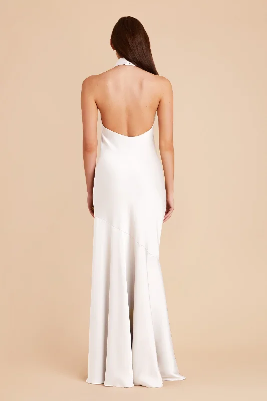 Stephanie Matte Satin Dress - White