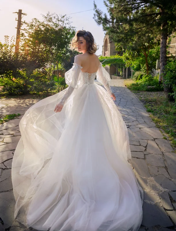 Strapless Wedding Gown with Detachable Sleeves