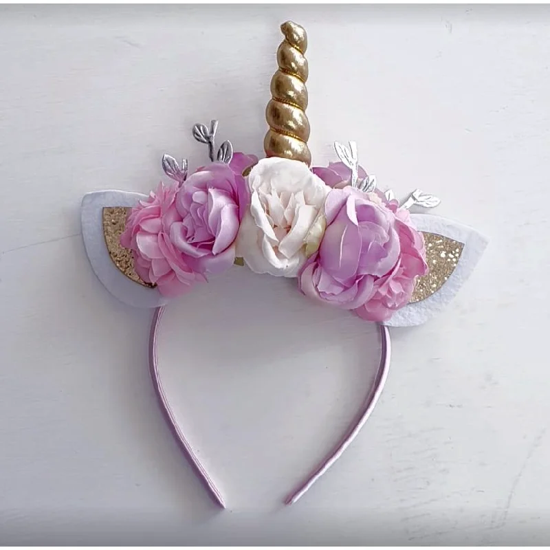 Unicorn Headband  Gold and pink