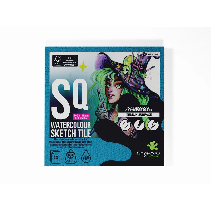 Printmaking supplies for creating handmade prints at home​ Artgecko Watercolour 20 Sheet 300gsm White 148x148mm Sketch Tile