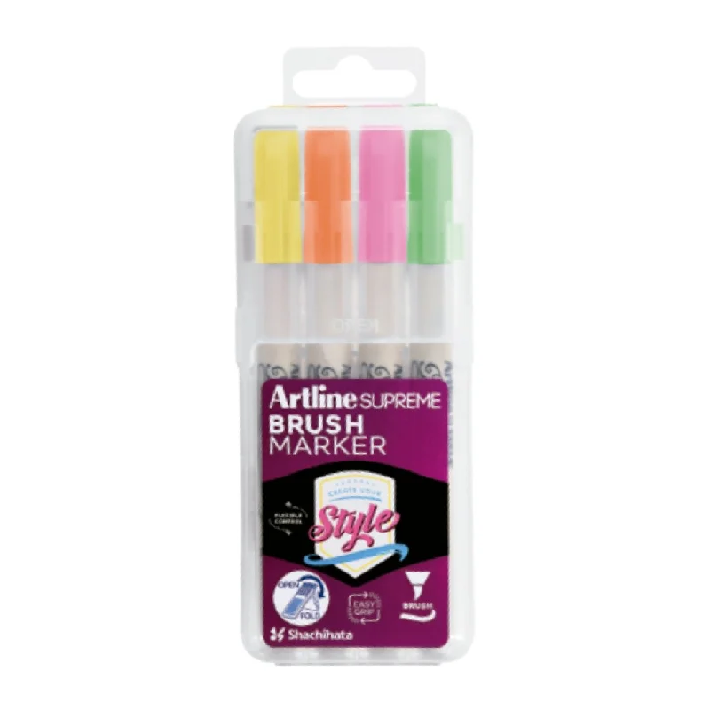 Art supplies for making personalized wine bottle holders​ Artline Supreme Brush Marker Assorted Pack Of 4