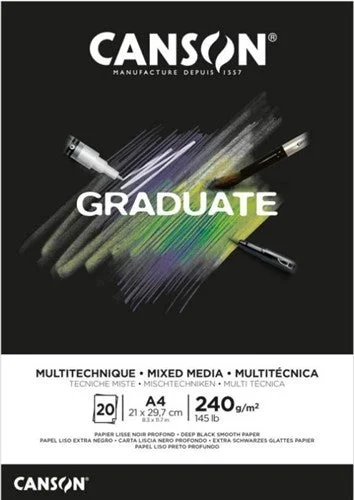 Printmaking supplies for creating handmade prints at home​ Canson Graduate Mixed Media Black 240gsm 20 Sheet Pads