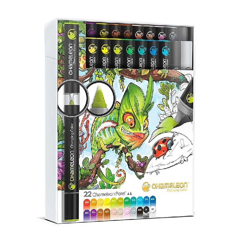 Cross - stitch art supplies with pre - printed patterns​ Chameleon Color Tones 22 Pen Deluxe Set