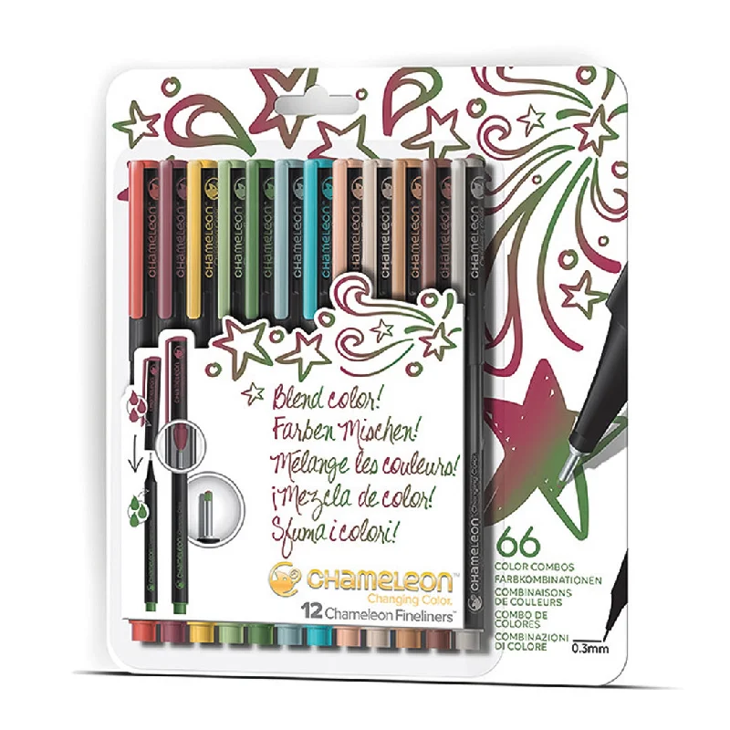 Professional art supplies for fine - art exhibitions​ Chameleon Fineliners 12 pack Designer Colors