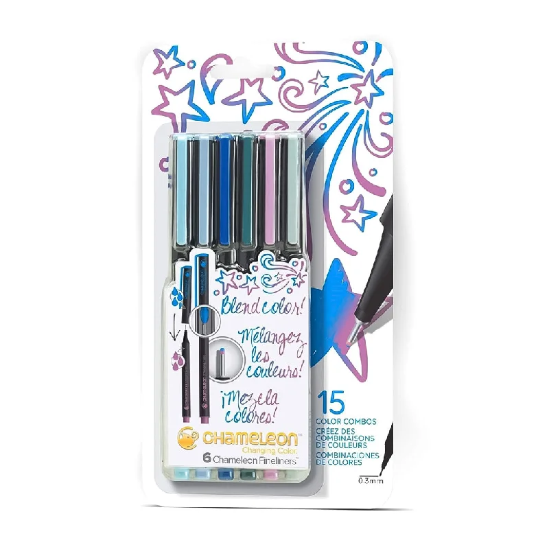Art supplies for making educational toys for kids​ Chameleon Fineliners 6 pack Cool Colors