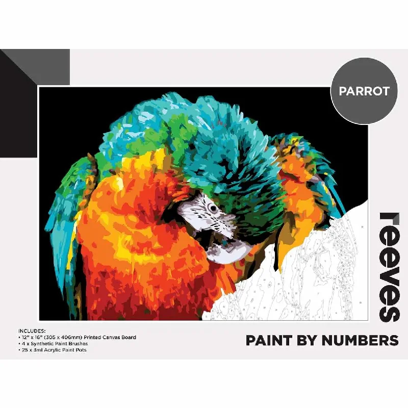 Water - soluble crayons for unique mixed - media art​ Reeves Paint By Numbers 12x16 Inch Parrot