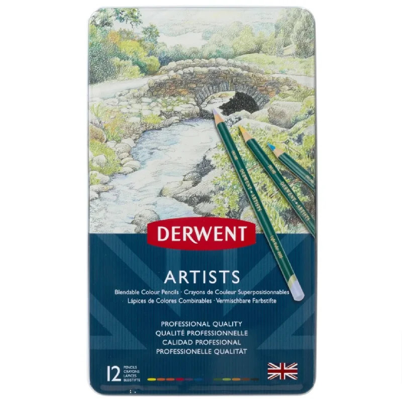 High - end art supplies for professional illustrators​ Derwent Artists' Pencil Tin of 12