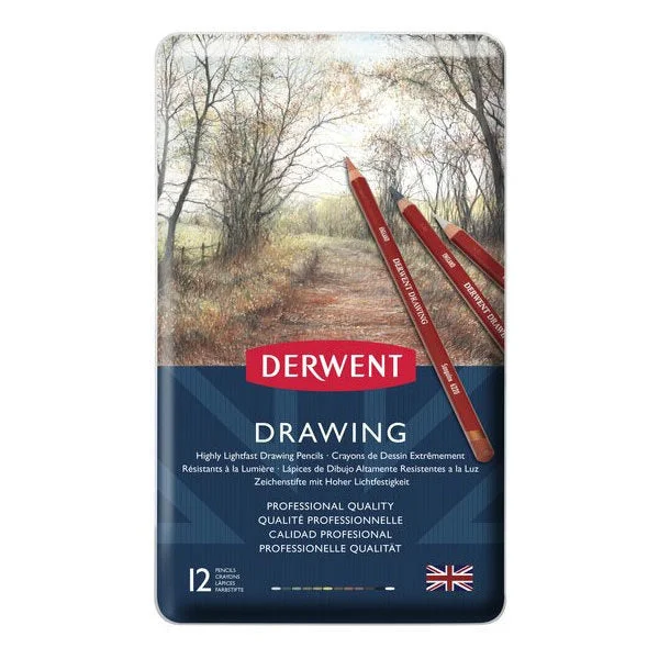 Water - soluble crayons for unique mixed - media art​ Derwent Drawing Pencils Tin of 12
