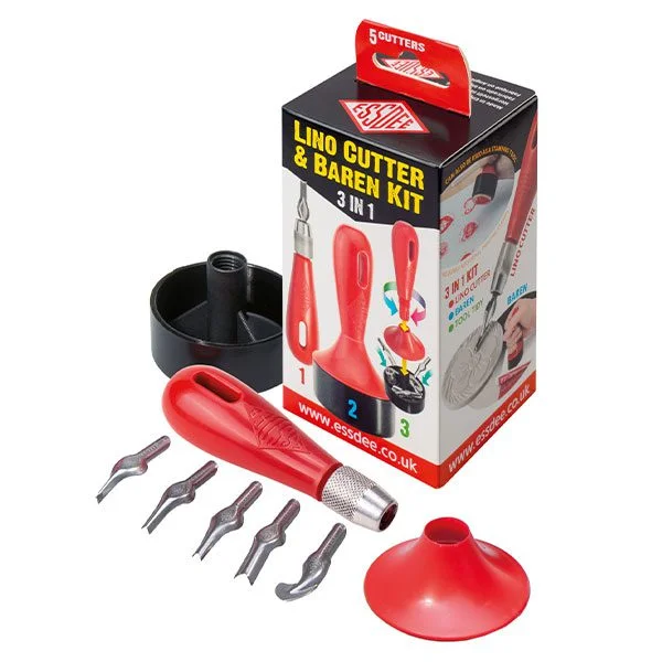 Drawing pencils with different lead hardness for detailed sketches​ Essdee Lino Cutter & Baren Kit L5b