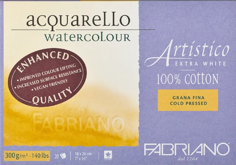 Art supplies for creating personalized greeting cards​ Fabriano Artistico Watercolour Enhanced 300gsm Cold Press Extra White 20 Sheet Blocks