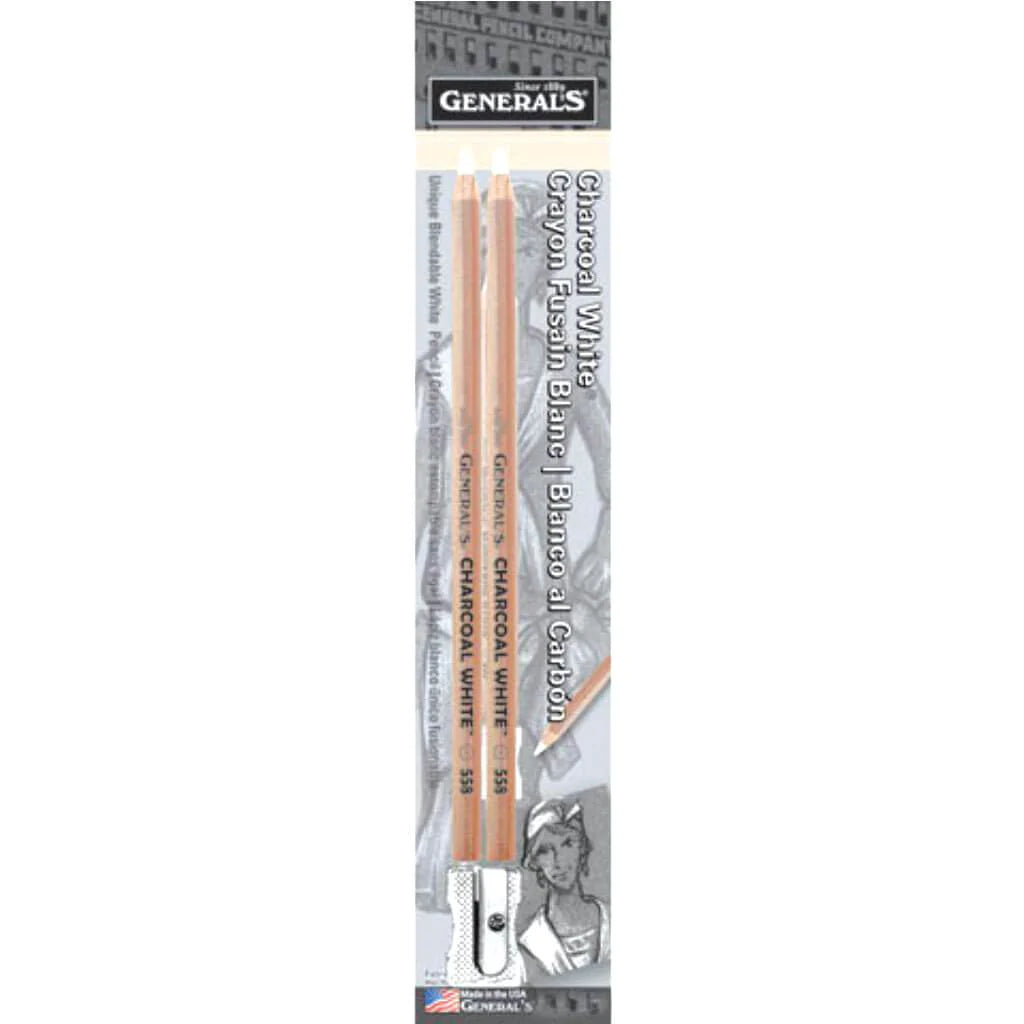 Artist - quality paintbrushes made of natural bristles​ General's Charcoal Pencil White 2 Pieces