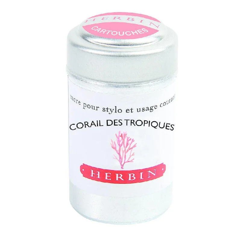 Art supplies for making personalized bookmarks​ Herbin Ink Cartridge (Corail des Tropiques - Pack of 6) 20159T