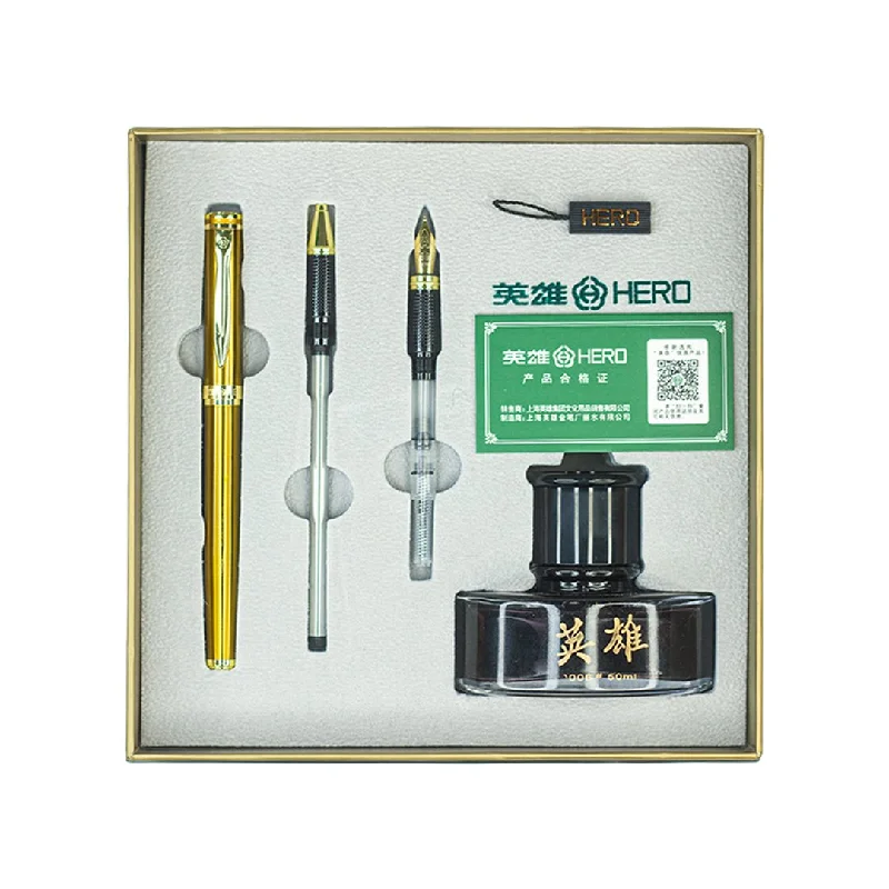 Brush - lettering art supplies for modern calligraphy​ Hero 6177 3 in 1 Pen Set- Fountain & Ballpoint Pen & Art Calligraphy