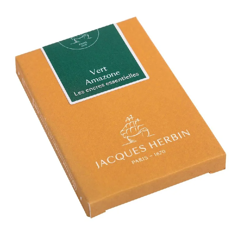 Gouache paint sets for opaque and vibrant paintings​ Jacques Herbin Essentielles Ink Cartridge (Vert Amazone - Pack of 7) 11037JT